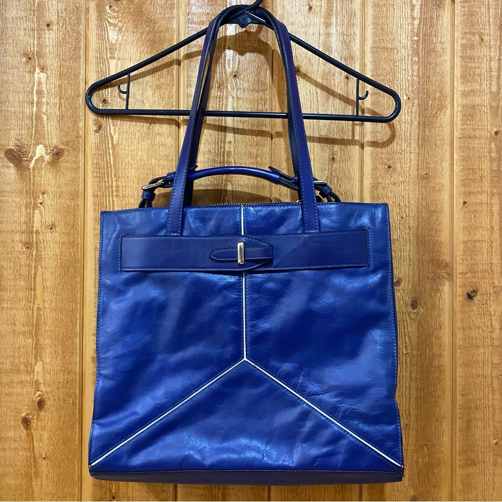 Pour La Victoire Purple Leather Tote Bag Laptop Bag